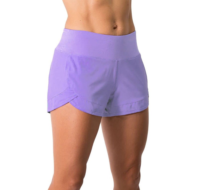 Tough Mode Womens 3" Lightweight Running WOD Volleyball Shorts Workout Mesh Liner Zip Pocket Lavender - Image 1