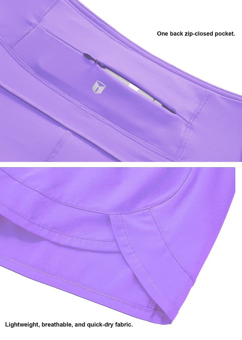 Tough Mode Womens 3" Lightweight Running WOD Volleyball Shorts Workout Mesh Liner Zip Pocket Lavender - Image 5