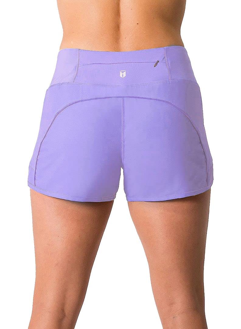 Tough Mode Womens 3" Lightweight Running WOD Volleyball Shorts Workout Mesh Liner Zip Pocket Lavender - Image 4