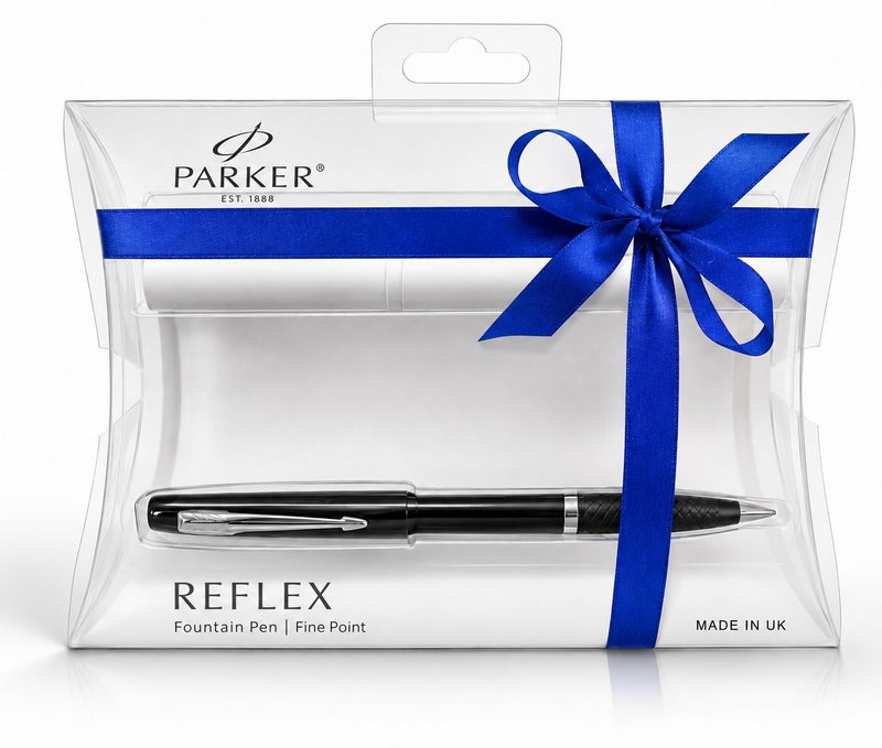 Parker Reflex pen card, black Fountain Pen+ aluminum case - Image 1