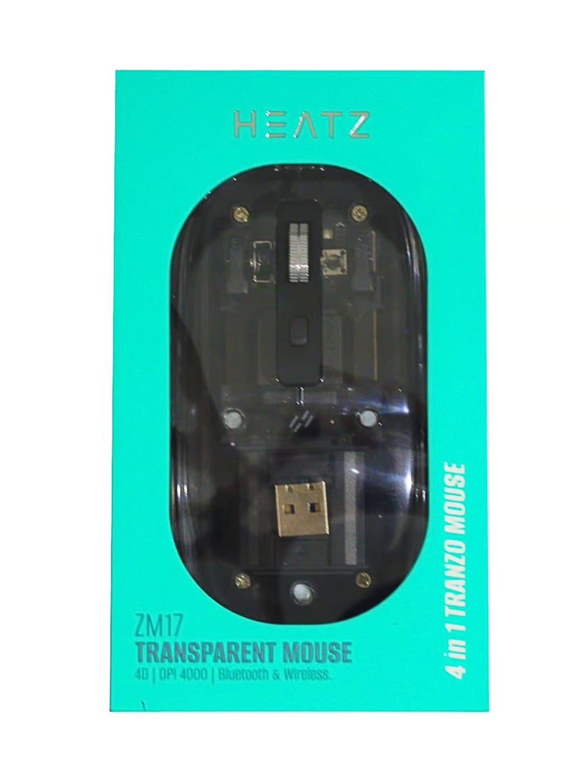HEATZ Heatz Crystal Transparent Magnetic Wireless Mouse Wireless Bluetooth Mouse, Tri-Mode Bluetooth & Wireless) USB C Rechargeable Computer Mouse, Full Transparent Portable Silent Mouse with USB Receiver for Laptop  - Image 1