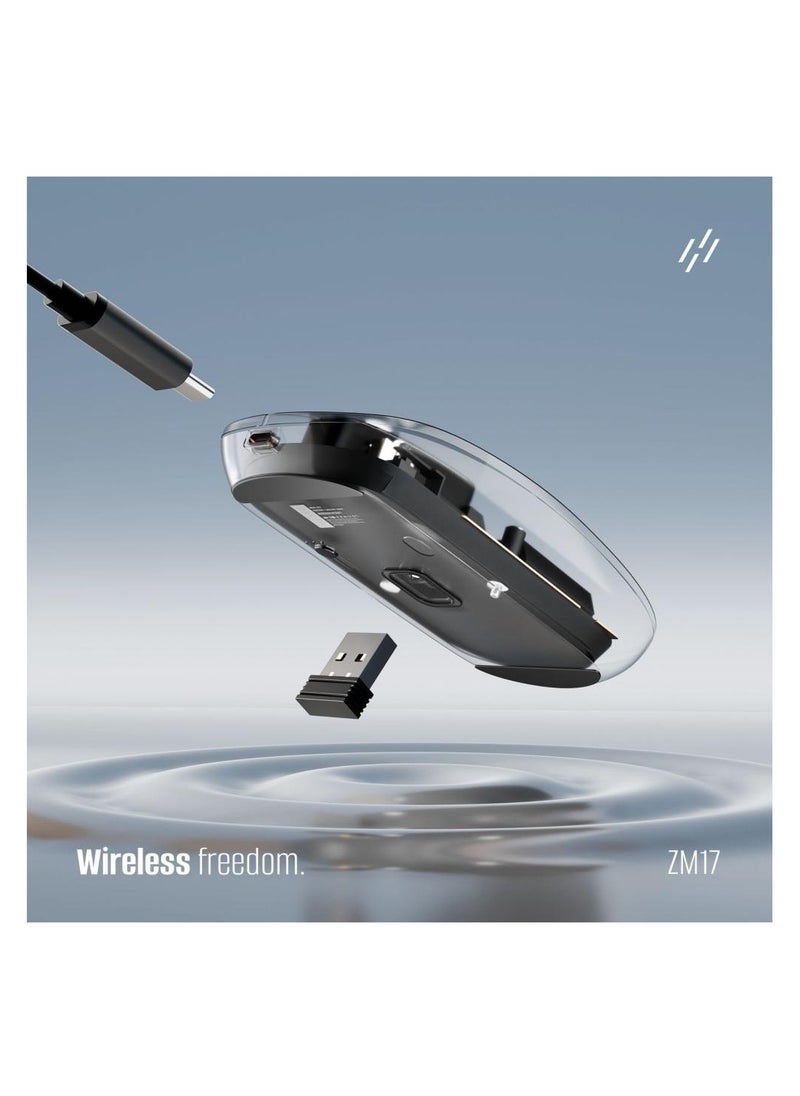 HEATZ Heatz Crystal Transparent Magnetic Wireless Mouse Wireless Bluetooth Mouse, Tri-Mode Bluetooth & Wireless) USB C Rechargeable Computer Mouse, Full Transparent Portable Silent Mouse with USB Receiver for Laptop  - Image 4