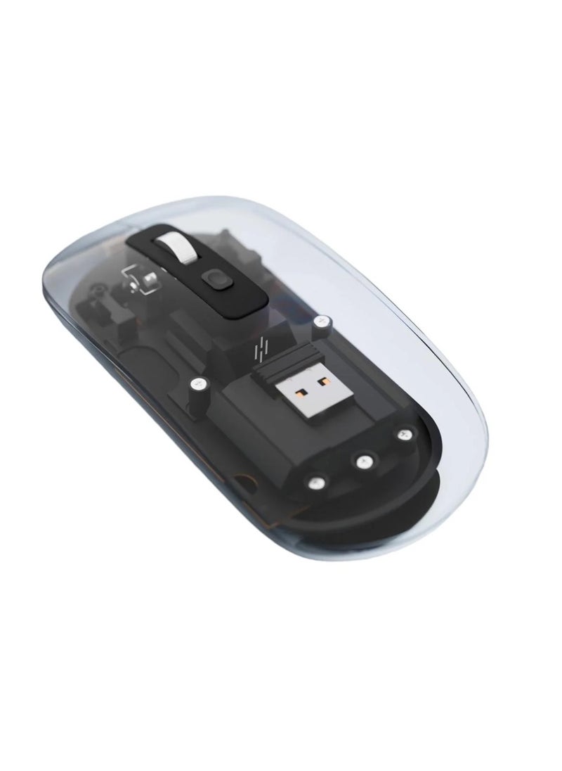 HEATZ Heatz Crystal Transparent Magnetic Wireless Mouse Wireless Bluetooth Mouse, Tri-Mode Bluetooth & Wireless) USB C Rechargeable Computer Mouse, Full Transparent Portable Silent Mouse with USB Receiver for Laptop  - Image 5