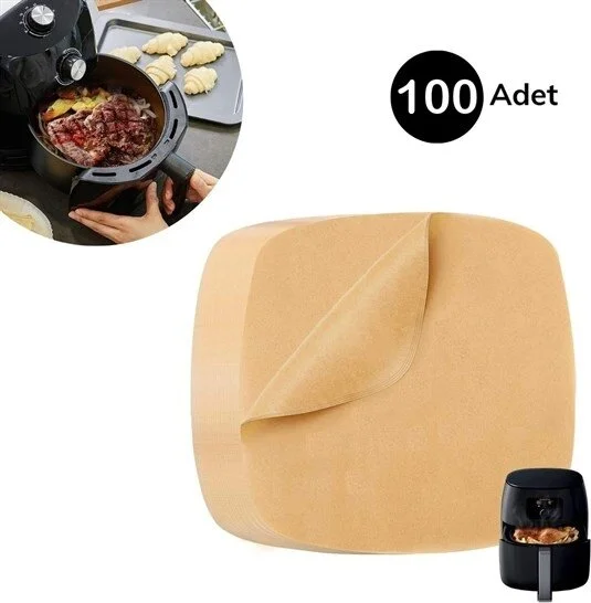 5DM 100 Pcs Air Fryer Baking Paper Disposable Oil Waterproof Non-Stick Non-Hole Flat Square Model