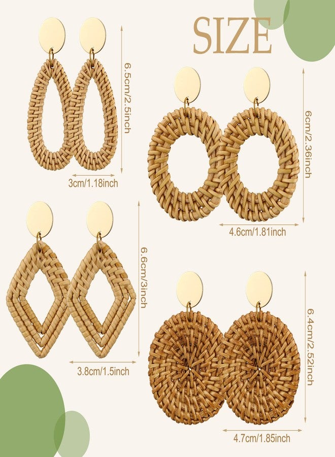 Reginary 9 Pcs Straw Clutch Purse for Women Summer Beach Straw Bag Rattan Earrings Set Boho Crossbody Bag Woven for Vacation - Image 4