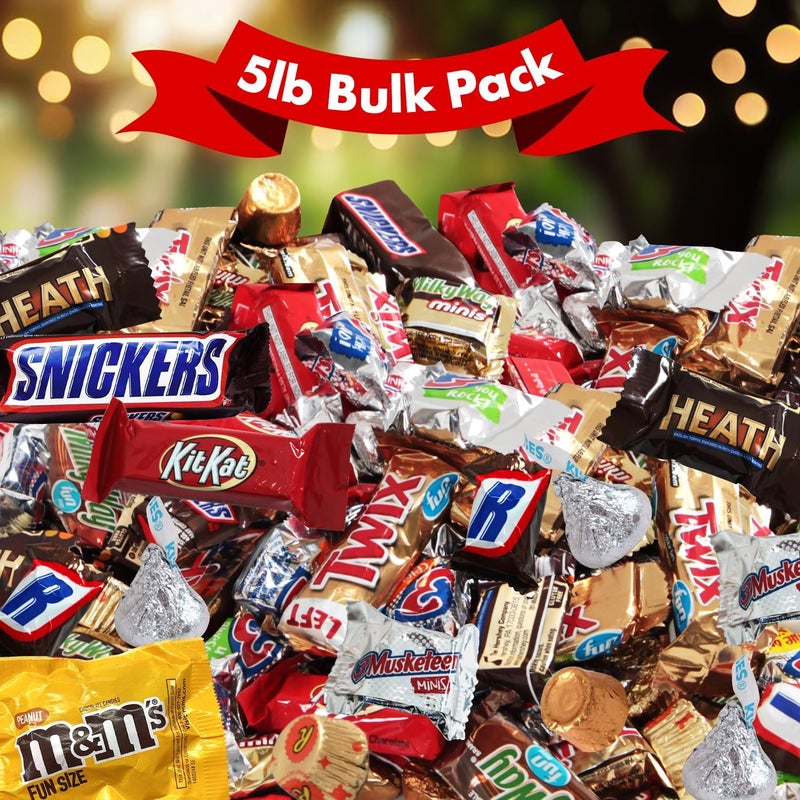 Chocolate Candy Variety Pack in Red Gift Box , Bulk Individually Wrapped, Mini Chocolate Candy Variety Pack, Ideal , Bulk Chocolate, Perfect for Parties, Office Treats, and Holiday Celebrations (5 Pound) - Image 2