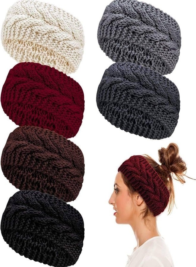 طوق رأس شتوي من الصوف للنساء والفتيات، طوق شعر محبوك على شكل فيونكة، مناسب للسبا، غطاء أذن دافئ (مقاس واحد) (أسود واحد) - Image 5