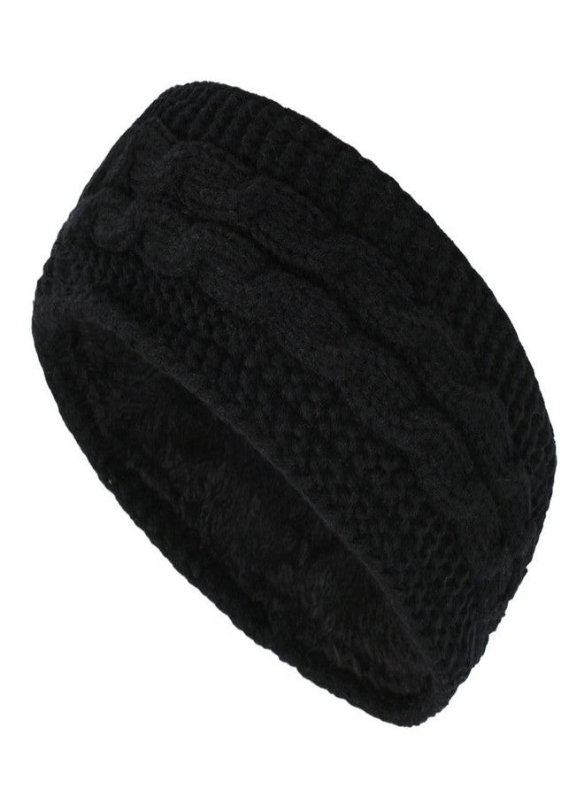 طوق رأس شتوي من الصوف للنساء والفتيات، طوق شعر محبوك على شكل فيونكة، مناسب للسبا، غطاء أذن دافئ (مقاس واحد) (أسود واحد) - Image 1