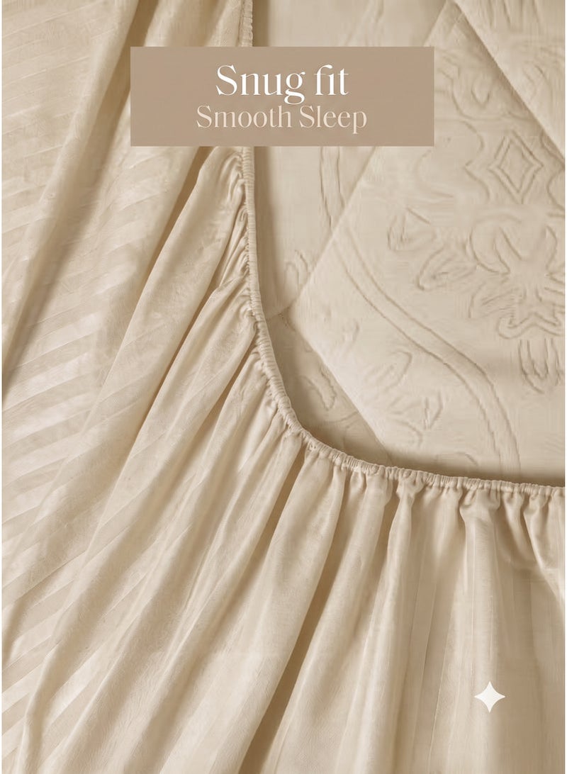 King Size 6-Piece Luxury Duvet Cover Set 220x240 cm, Premium Striped Bedding Set with Fitted Sheet 200x200 cm & 4 Pillowcases 50x70 cm, Soft All Season Wrinkle Resistant Bed Linen - Image 3
