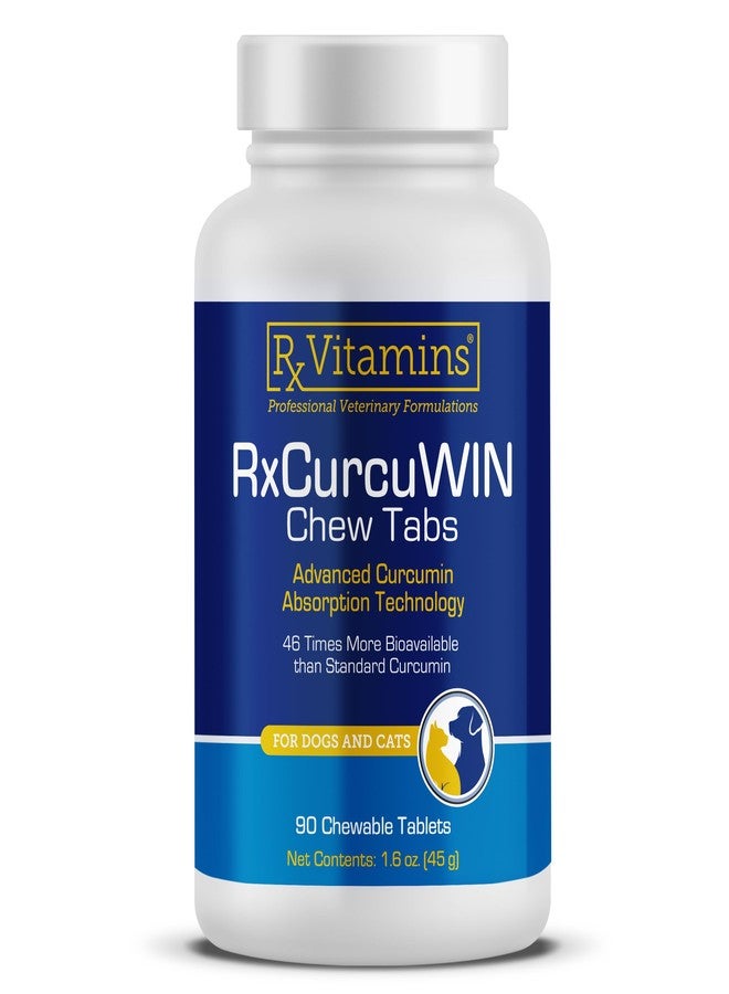 ركس فيتامينز فيتامينات Rx CurcuWIN - الكركمين للكلاب والقطط - فيتامينات ومكملات غذائية، تخفيف الحساسية - يدعم المناعة ويساعد على الهضم - مكمل غذائي للمفاصل - 90 قرصًا - Image 1