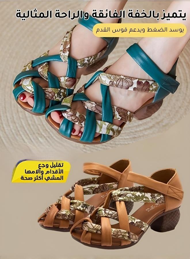 صنادل نسائية منسوجة مريحة بمسامات تهوية وكعب منخفض - Image 2
