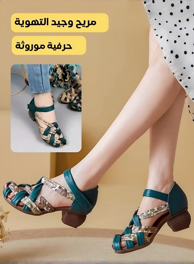 صنادل نسائية منسوجة مريحة بمسامات تهوية وكعب منخفض - Image 3