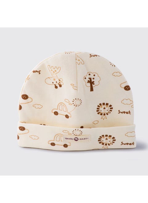 Baby Hat Spring Autumn Newborn Warm Breathable Cotton Double Layer Infant Cap Winter Without Bones Tether Cap Animal World
