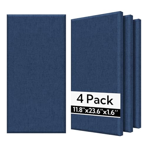 Olanglab Fiberglass Acoustic Wall Panels 4 Pack, 11.8'' x 23.6'' Sound Panels, Fabric Wrapped Sound Proof Panels for Walls (Navy) - Image 1