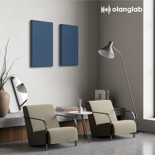 Olanglab Fiberglass Acoustic Wall Panels 4 Pack, 11.8'' x 23.6'' Sound Panels, Fabric Wrapped Sound Proof Panels for Walls (Navy) - Image 3