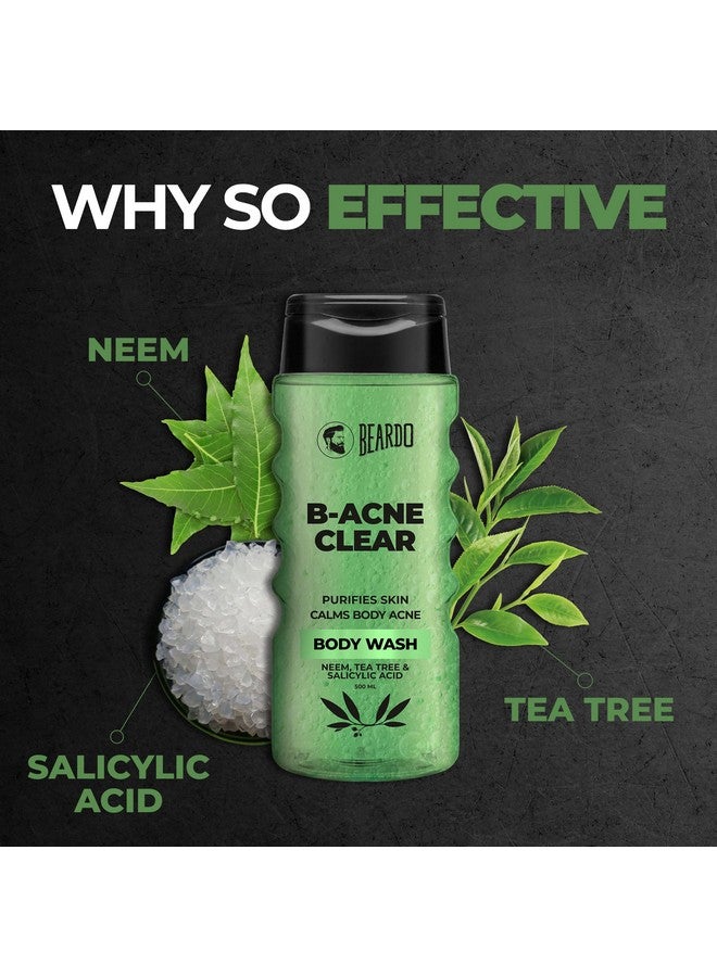 Beardo Body Acne Clear Body Wash for Men 500 ml | With Neem, Tea Tree and Salicylic Acid | Clean Clear Skin | For Body Acne and Skin Purification | B-acne Bodywash for Men - Image 5