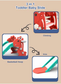 MaBaby Kids Slide Folding Indoor Freestanding Slide Climber Freestanding Basketball Hoop  - Image 3