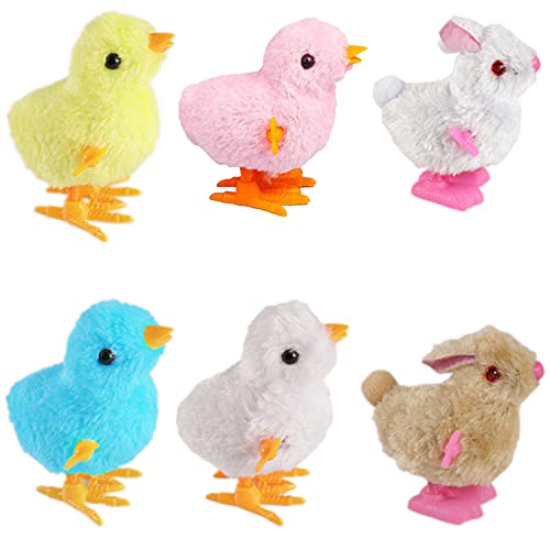 CICITOYWO Bunny and Jumping Chick Wind Up Toys Novelty Chicken Hopping Windup Toy for Kids Toddlers Adult Easter Egg Hunt Basket Stocking Stuffers Party Favors Goody Bag Fillers Gifts (Colorful-1) - Image 1
