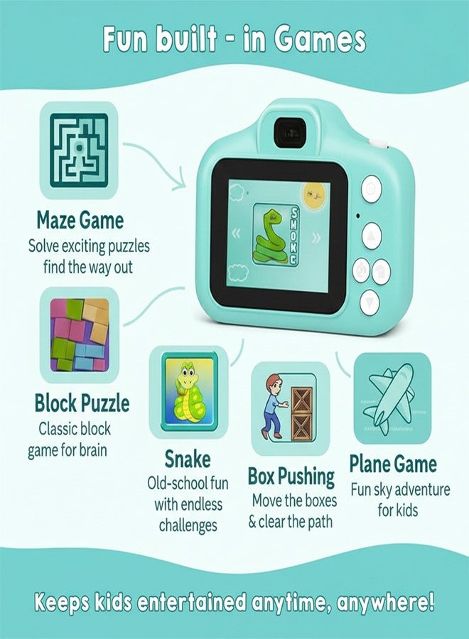 سنابترون كاميرا سنابترون الرقمية للأطفال، بدقة 3 ميجابكسل وفيديو عالي الوضوح 1080 بكسل، مع شاشة IPS بحجم 2 بوصة وسعة تخزين 32 جيجابايت | ألعاب كاميرا صغيرة قابلة لإعادة الشحن عبر منفذ USB للأطفال | ألعاب تعليمية للأولاد والبنات من 7 إلى 14 سنة (أخضر) - Image 3