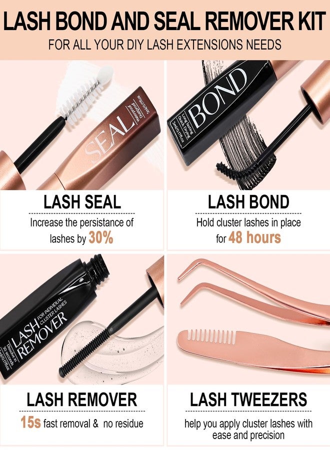 Miuffue Lash Bond and Seal Remover Kit with Tweezers, Long-lasting Eyelash Glue for Individual Clusters, Deep Cleansing Eyelash Remover for Sensitive Eyes, Dual-end Tweezers for Easy Application - Image 2