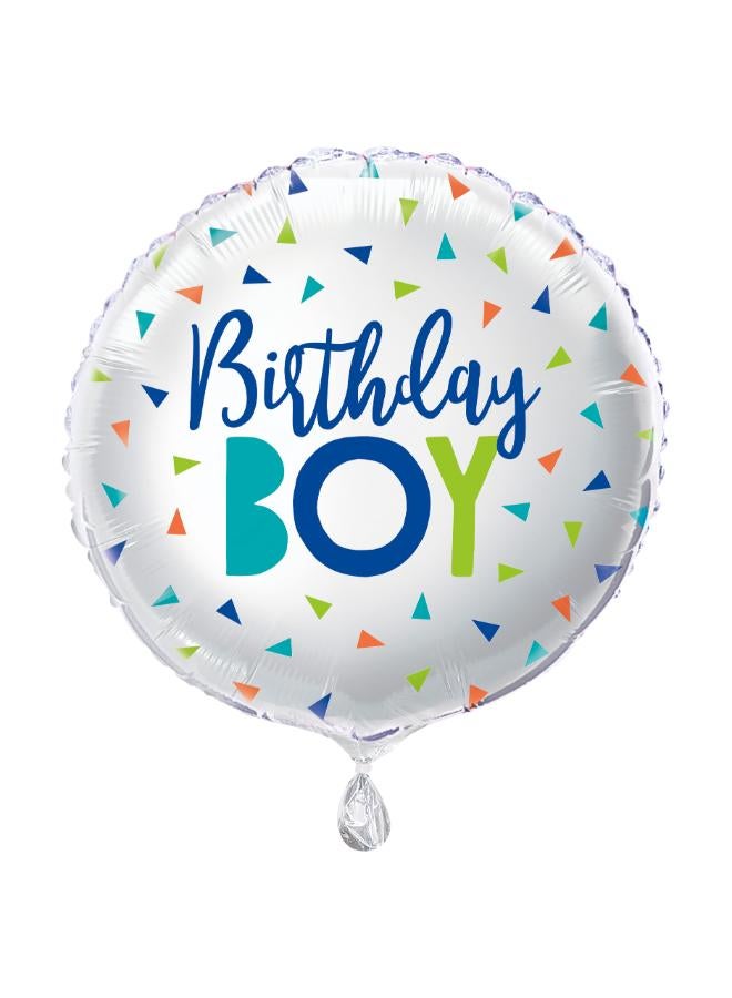 Unique Confetti Round Birthday Boy Foil Balloon 18"