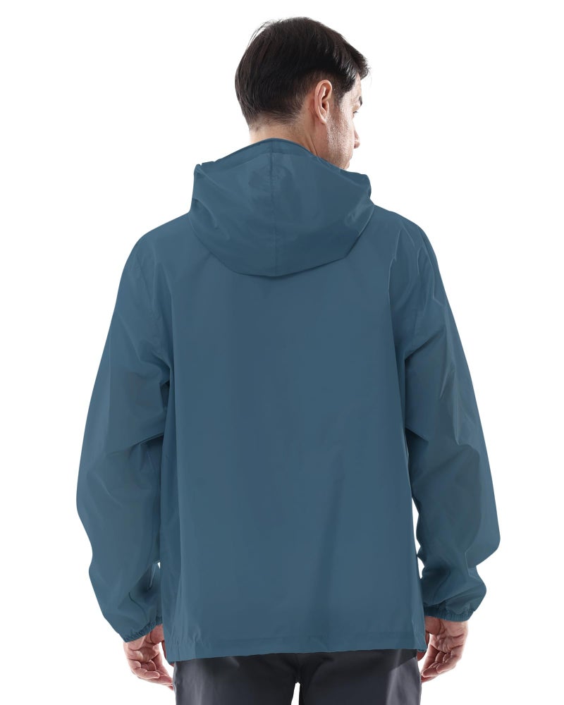 CAMEL CROWN Men's Rain Jacket Waterproof Lightweight Windproof Raincoat with Hood for Cycling Hiking Running Golf Blue - Image 2
