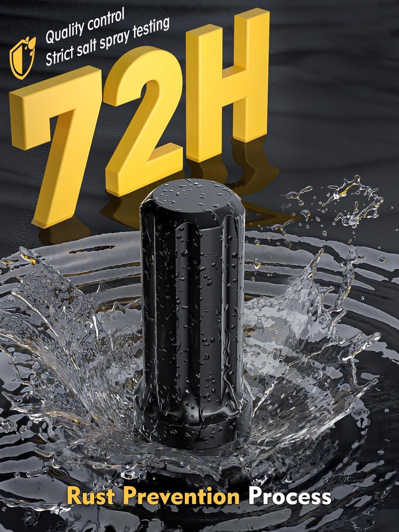 MIKKUPPA M14x1.5 Spline Lug Nuts - Replacement for Chevy Silverado, GMC Savana Sierra, Ford F250 F350 Super Duty, Ram 2500 3500 Aftermarket Wheel, 32pcs Black Closed End Lug Nuts with Socket Key - Image 3