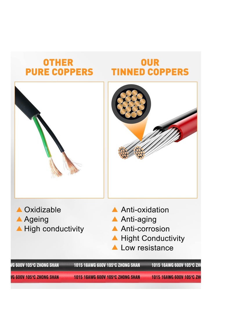 Zikra موصلات DT مقاومة للماء 2 دبوس، موصل سلك 2 16 AWG لموصلات كهربائية للسيارات، موصلات 2 دبوس ذكر وأنثى مع أنابيب انكماش حراري للسيارة والشاحنة والقارب، 6 مجموعات - Image 2