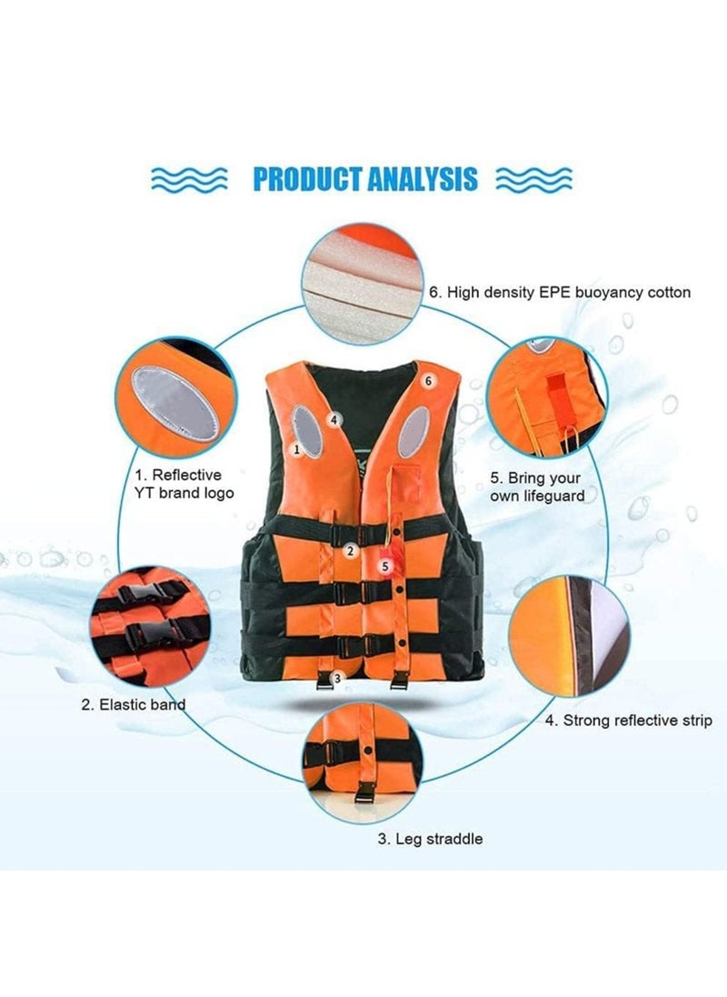 REBENUO Life Jacket Safety Vests Water Suit Kayak Boating Swimming Surfing Drifting Gear Size {M} .45 to 60 Kg (orange)  - Image 5
