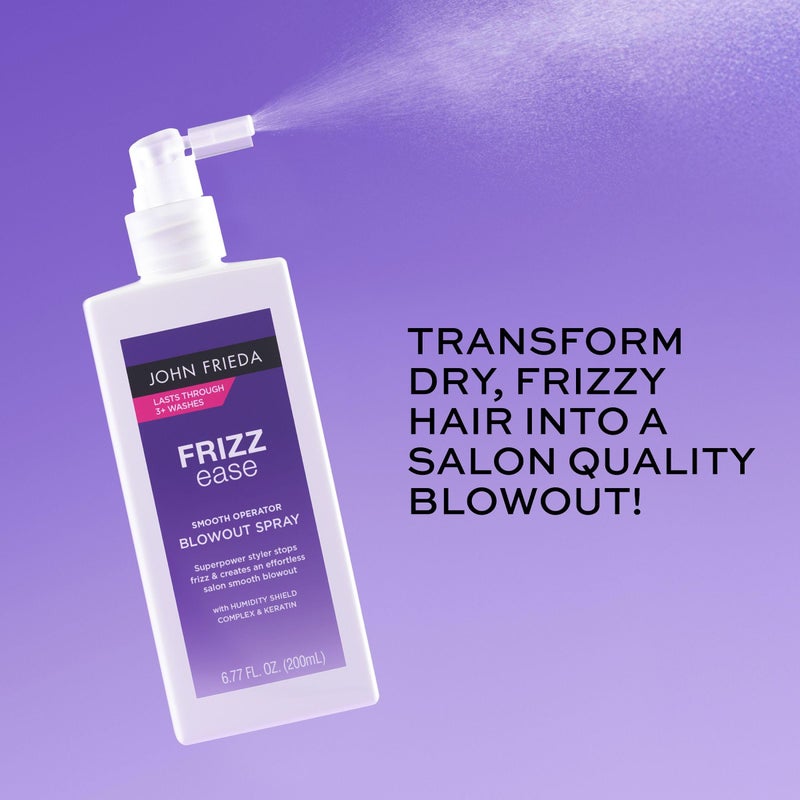 John Frieda بخاخ جون فريدا فريز إيز سموذ أوبيراتور لتصفيف الشعر، مضاد للرطوبة، لمسة لامعة للشعر، بخاخ حماية من الحرارة للشعر، 6.77 أونصة - Image 5