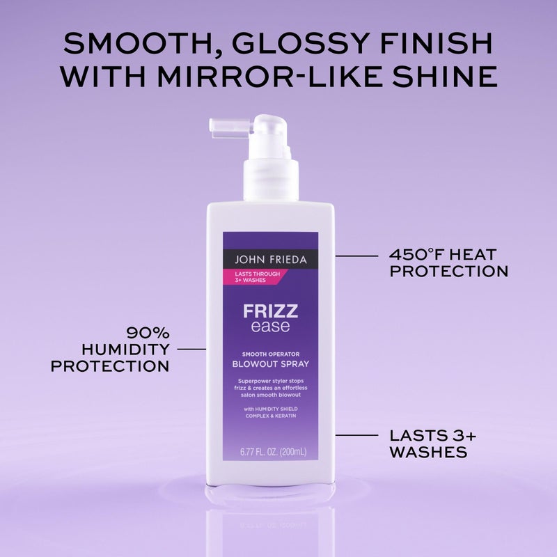 John Frieda بخاخ جون فريدا فريز إيز سموذ أوبيراتور لتصفيف الشعر، مضاد للرطوبة، لمسة لامعة للشعر، بخاخ حماية من الحرارة للشعر، 6.77 أونصة - Image 3