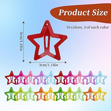 Hariendny 30 Pcs Star Clips Hair Clips for Girls NonSlip Star Hair Accessories Cute Hairpins Colorful Snap Hair Barrettes Kawaii Hair Clips for Women Girls - Image 2