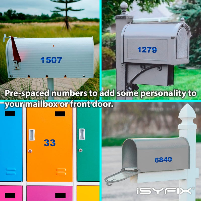 iSYFIX Reflective Blue Vinyl Numbers Stickers â€“ (2 Sets) 2 Inch â€“ Premium Self-Adhesive Decal Die Cut and Pre-Spaced for Mailbox, Signs, Window, Door, Cars, Trucks, Home, Business, Address Number - Image 3