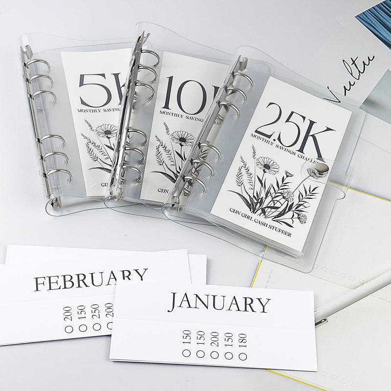 QETRABONE 12-Month Money Savings Challenges Book with Envelopes, 3 Pcs Money Saving Binder, Money Binder for Cash Saving for Office, Home, School (2.5K+5K+10K) - Image 4