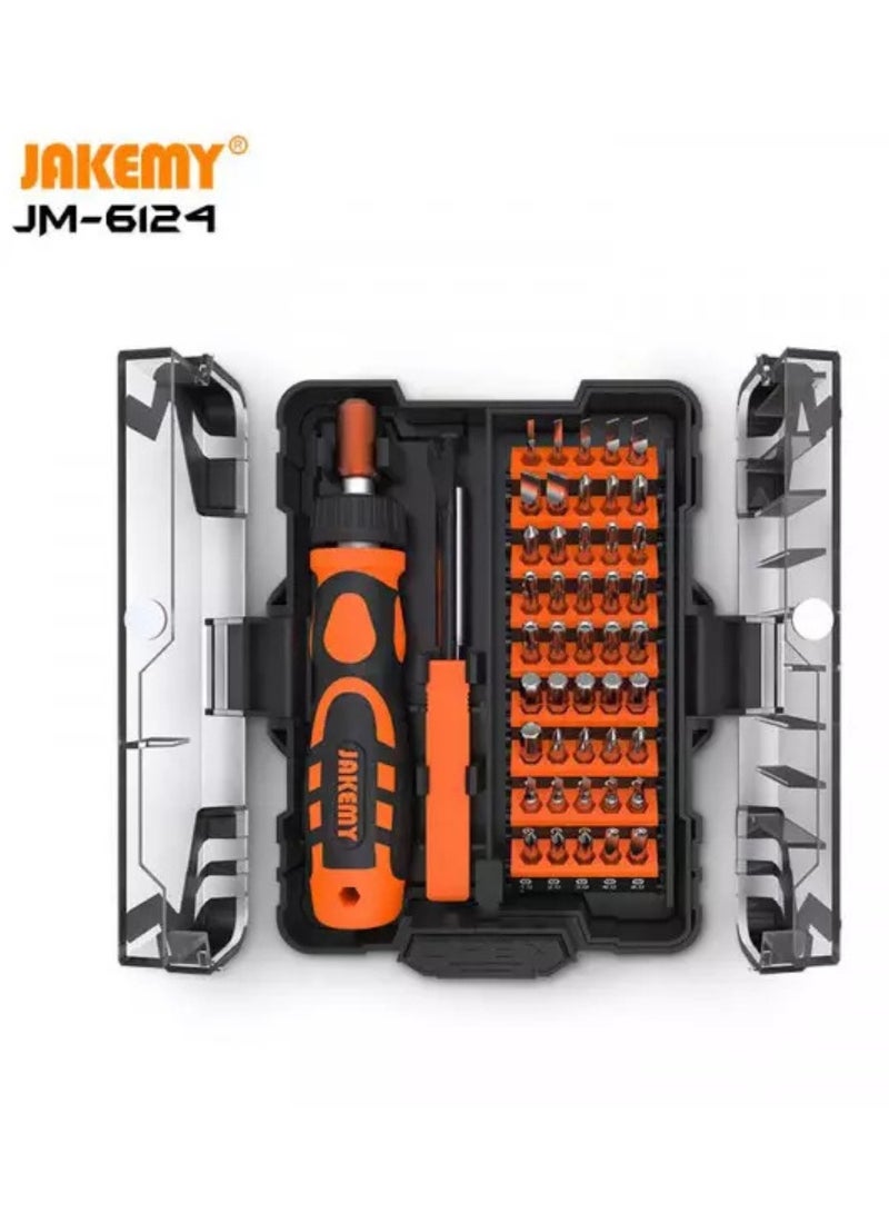JAKEMY JM-6124 Precision Mini Screwdriver Set – 45 Bits with Adjustable Labor-Saving Ratchet Handle for Household DIY & Electronics Repair  - Image 1