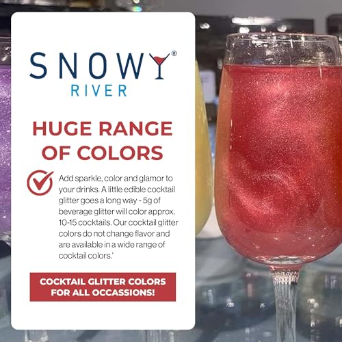 Snowy River غبار الكوكتيل القابل للأكل من سنوي ريف - غبار مشروبات طبيعي قابل للأكل للكوكتيلات والنبيذ والشامبانيا والصودا، مثالي للحفلات أو لتزيين الكعك (4 جرام، أحمر) - Image 4