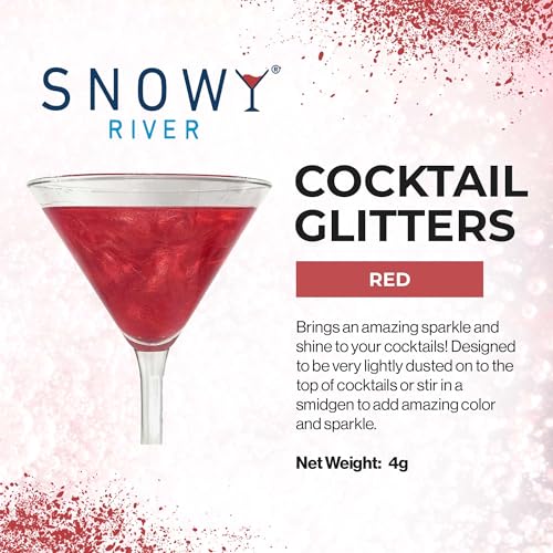 Snowy River غبار الكوكتيل القابل للأكل من سنوي ريف - غبار مشروبات طبيعي قابل للأكل للكوكتيلات والنبيذ والشامبانيا والصودا، مثالي للحفلات أو لتزيين الكعك (4 جرام، أحمر) - Image 2