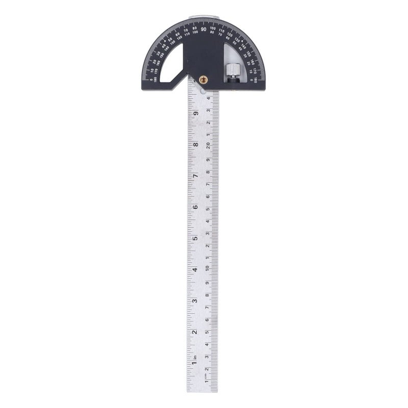 Adjustable Stainless Steel Angle Protractor Ruler 30 5cm 12in For Woodworking Measurement - Image 2