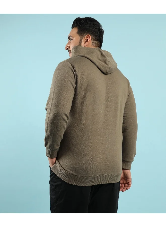 Instafab Plus Instafab Plus Men's Olive Green Foliage Hoodie With Kangaroo Pocket