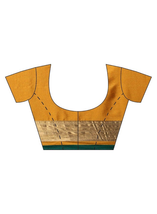 saree mall ساري مول ساري نسائي من الحرير القطني مع قطعة بلوزة (8AURA8005_M ساري للنساء_خردل) - Image 5