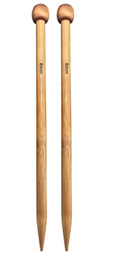 Weabetfu Bamboo Knitting Needle Straight Single Pointed 10-inch Length Knitting Needles for Handmade DIY Knitting,US Size 10(6mm) - Image 1