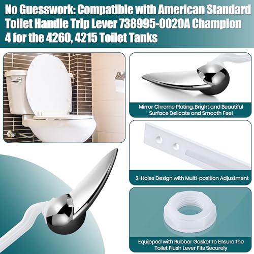 Enhon 2 Pack Universal Toilet Flush Handle Replacement Kit, Compatible with American Standard 738995-0020A Champion4 Toilet Handle Parts Left Hand Trip Lever, White Flusher Handles Repair Kit - Image 3