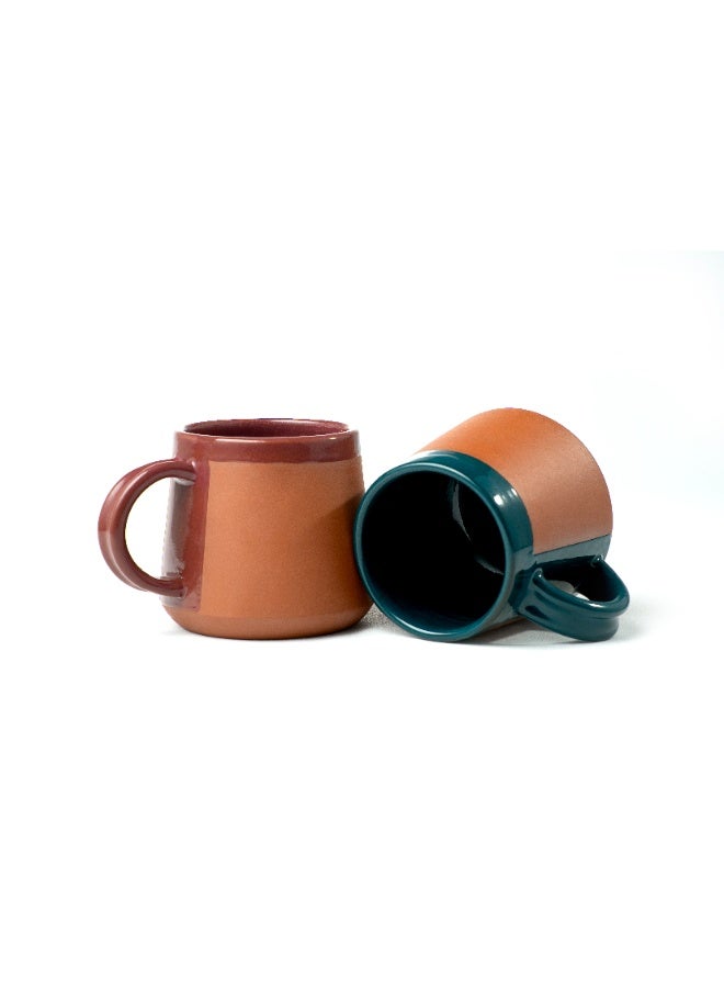 ARK Naturals Handmade Terracotta Mug, Midnight Blue Glaze Lined, Two-Tone Coffee & Tea Cup - Image 2