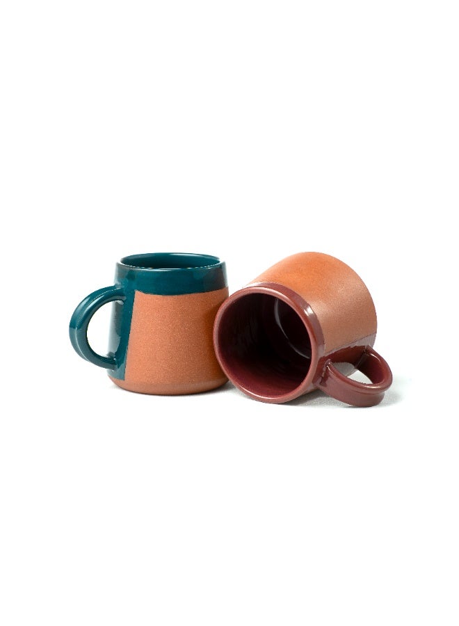 ARK Naturals Handmade Terracotta Mug, Midnight Blue Glaze Lined, Two-Tone Coffee & Tea Cup - Image 1