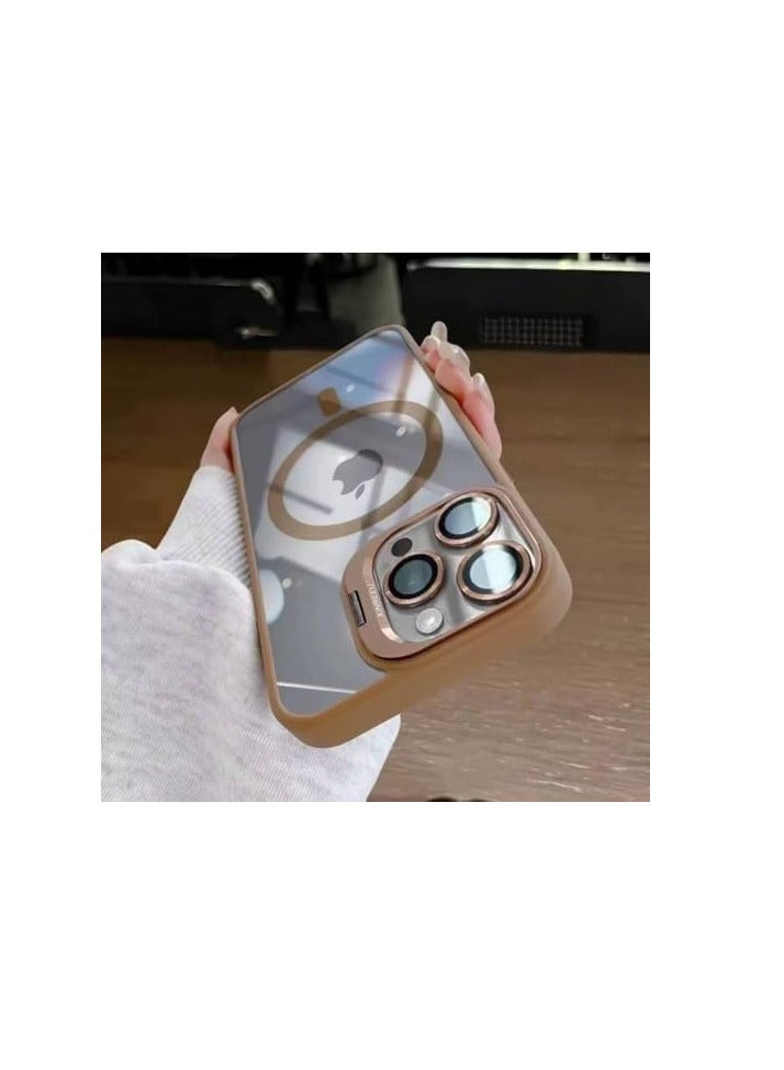 Transparent Magnetic Phone Case with Camera Lens Protection For iPhone 15 Pro, Ring Stand, Mag*Safe Compatible with iPhone 15 Pro (desert titanium, iphone 15 pro) - Image 2