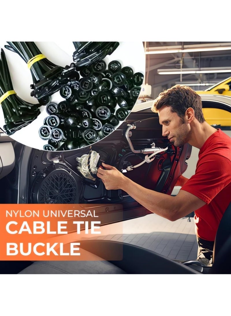 saykfoe 100PCS Universal Cable Tie Buckle 2026 Upgrade Multipurpose Plastic Cable Ties Tool Heavy Duty Self Locking Zip Ties UV Resistant Black Zipties for Car Daily Repair (100PCS) - Image 5