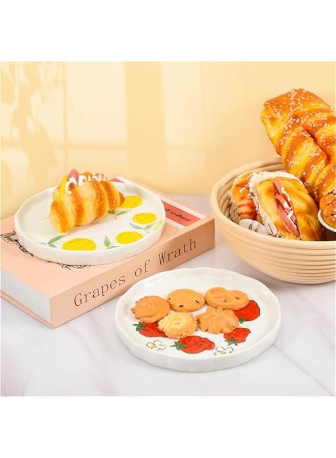 Ceramic Dinner Plate, Cute Fruits Creative Plates Design, Printed Flowers Dinnerware for Office and Home, Kitchen Plates for Dessert (Orange) - Image 4