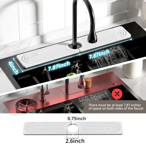 Slow Slog Quick Dry Sink Splash Guard - 15.8" Quick Drying Diatomaceous Earth Faucet Mat - Diatomite Stone Sink Tray for Bathroom Counter - White - Image 2