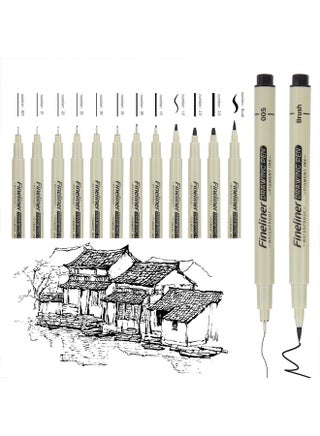 [12pcs Waterproof Fineliner Set] 12pcs Professional Drawing Pen Fineliner Set - Waterproof Ink, Fine Points (005, 01, 02, 03, 04, 05, 08), Art Supplies for Adults, Anime Gifts, Comics, Outlines, Watercolor, Zentangle, Back to School, Writing, Calligraphy - view 5