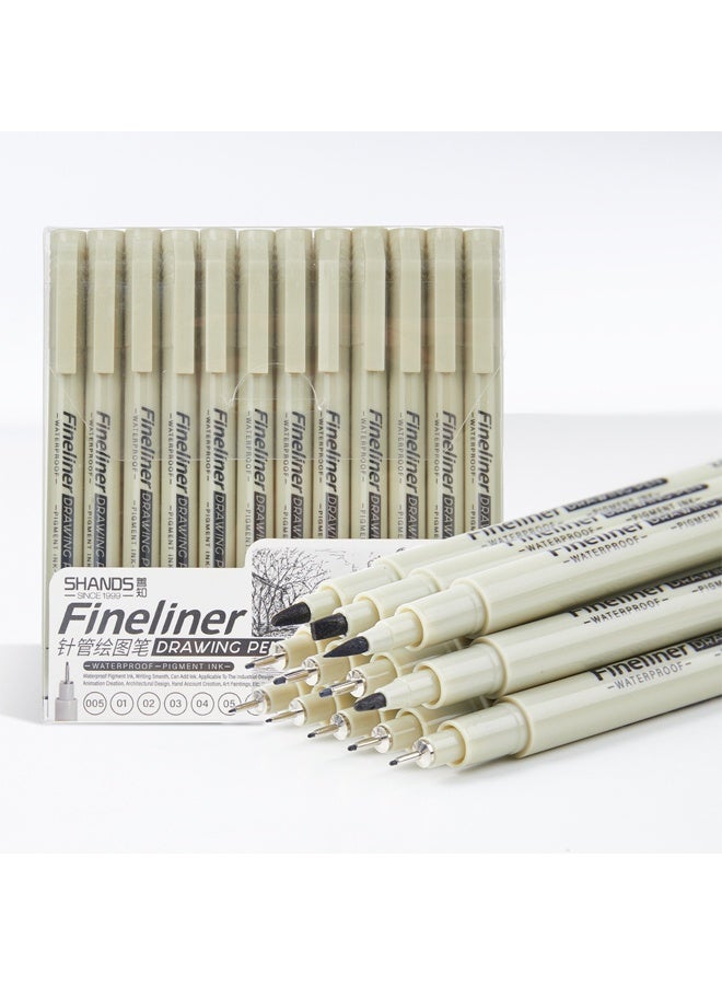 SHANDS [12pcs Waterproof Fineliner Set] 12pcs Professional Drawing Pen Fineliner Set - Waterproof Ink, Fine Points (005, 01, 02, 03, 04, 05, 08), Art Supplies for Adults, Anime Gifts, Comics, Outlines, Watercolor, Zentangle, Back to School, Writing, Calligraphy - Image 1